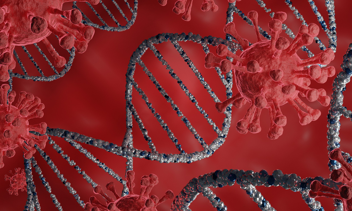 Closeup of Virus Infecting Spiral Dna Illustration 